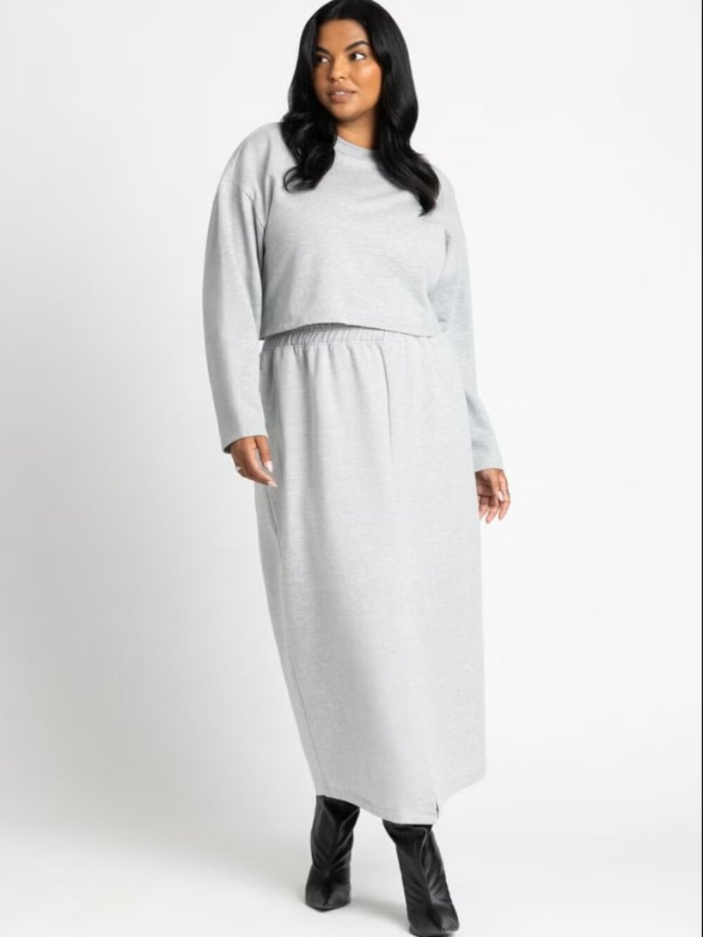 Elloquii 2 piece Cropped Sweatshirt and Skirt